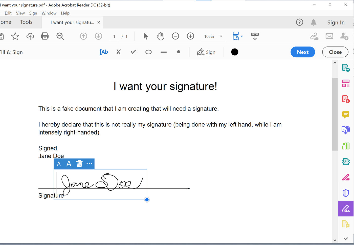 create a mobile pdf form with signature