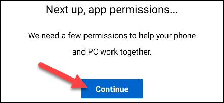 Access permissions in the Your Phone app