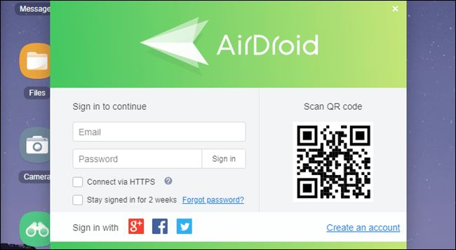 AirDroid environment in Windows