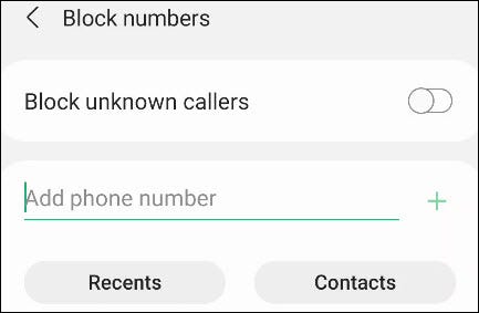 Block Numbers on Samsung phones