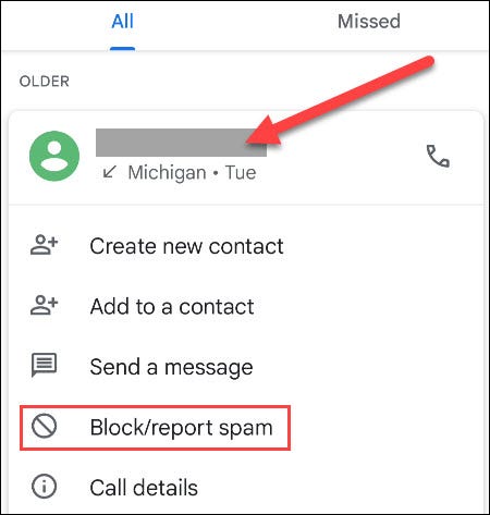 Block Report Spam on Google Phone
