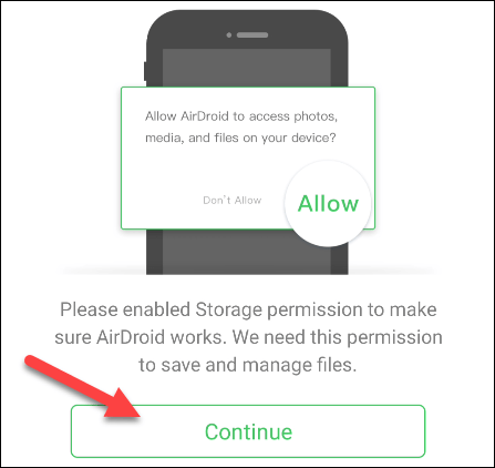 Confirm AirDroid access on Android
