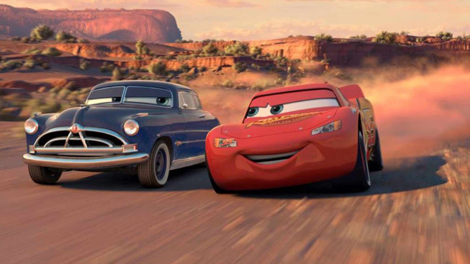 Hudson and McQueen on the road in car animation