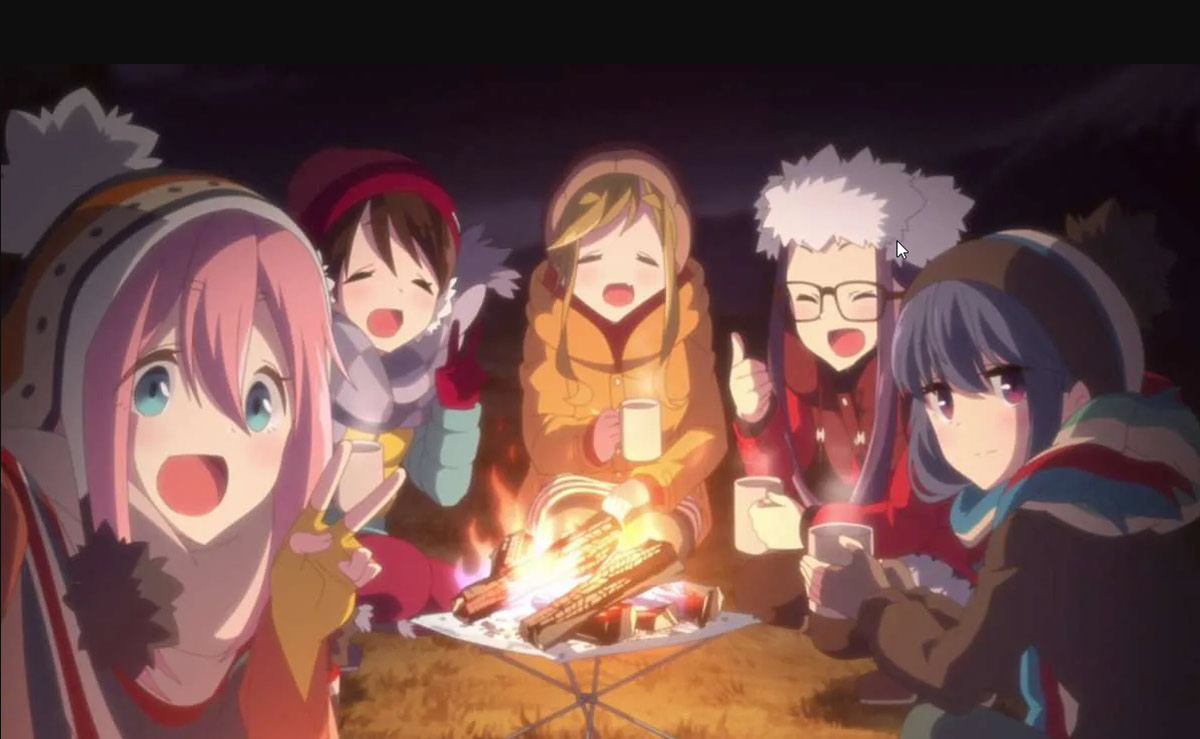 Rain and friends love setting up camp in the laid-back camp anime