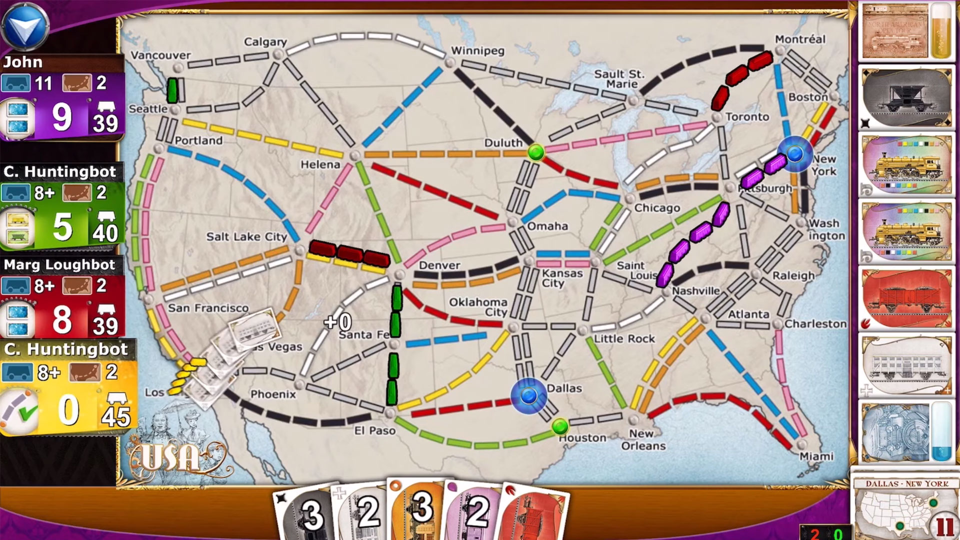 Select a card in the game Ticket to Ride