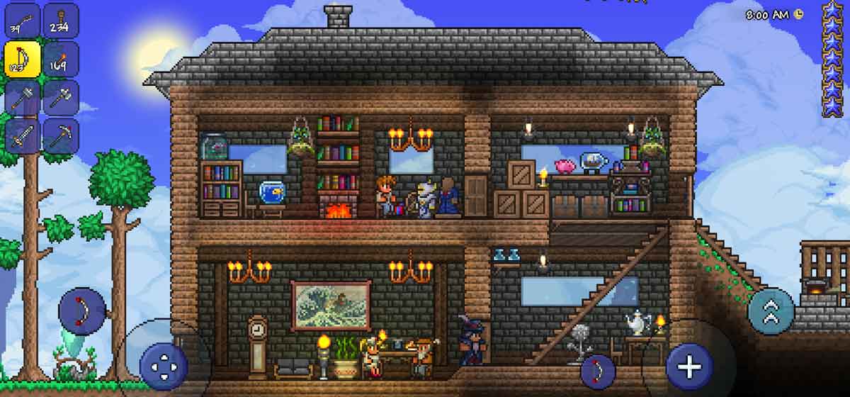 Terraria gameplay in a two-story house