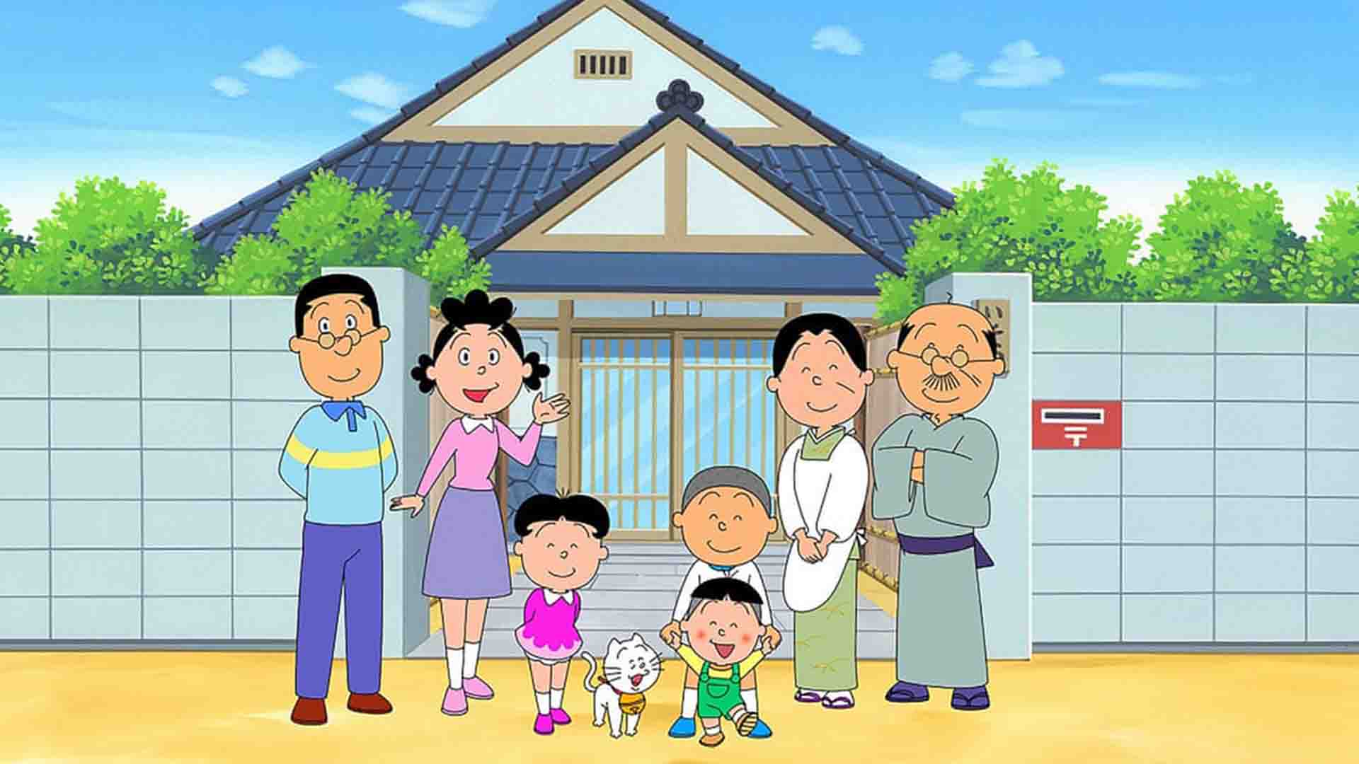 The main characters of the animated series Sazae-san