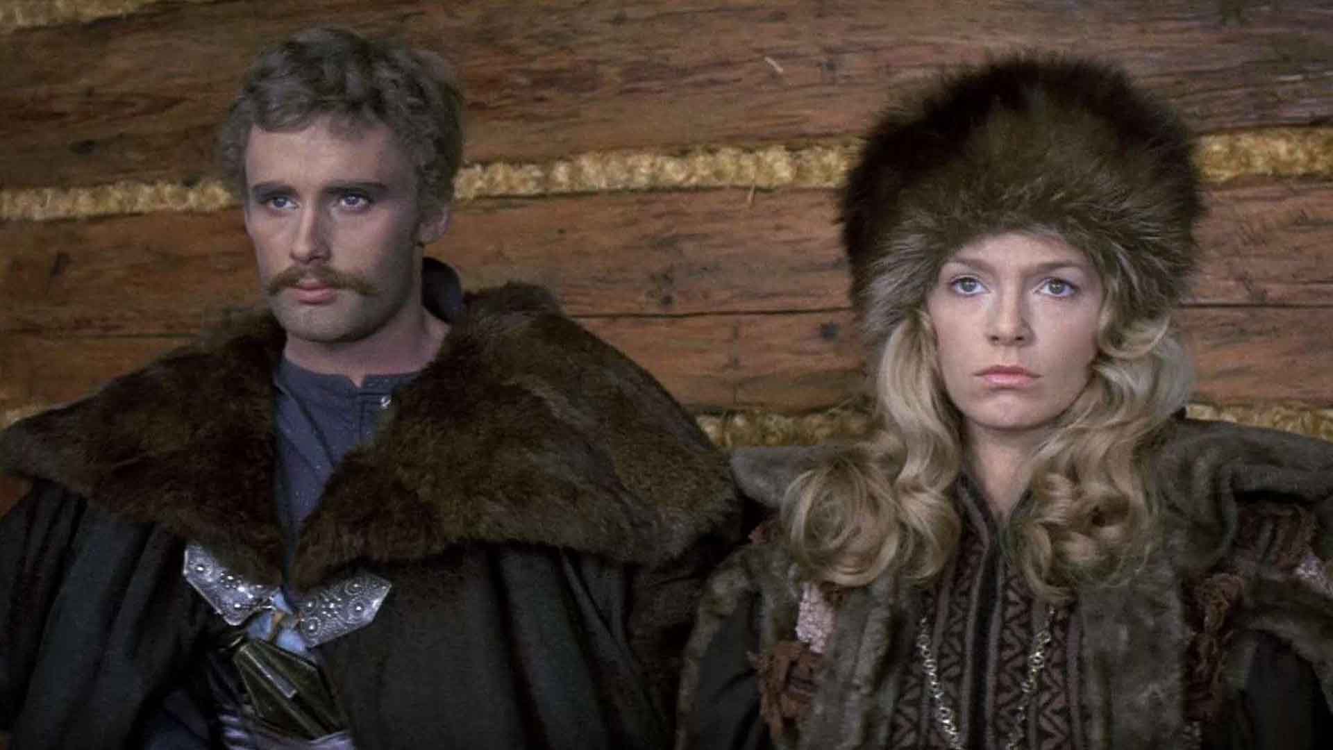 The two main actors of The Deluge movie in winter clothes