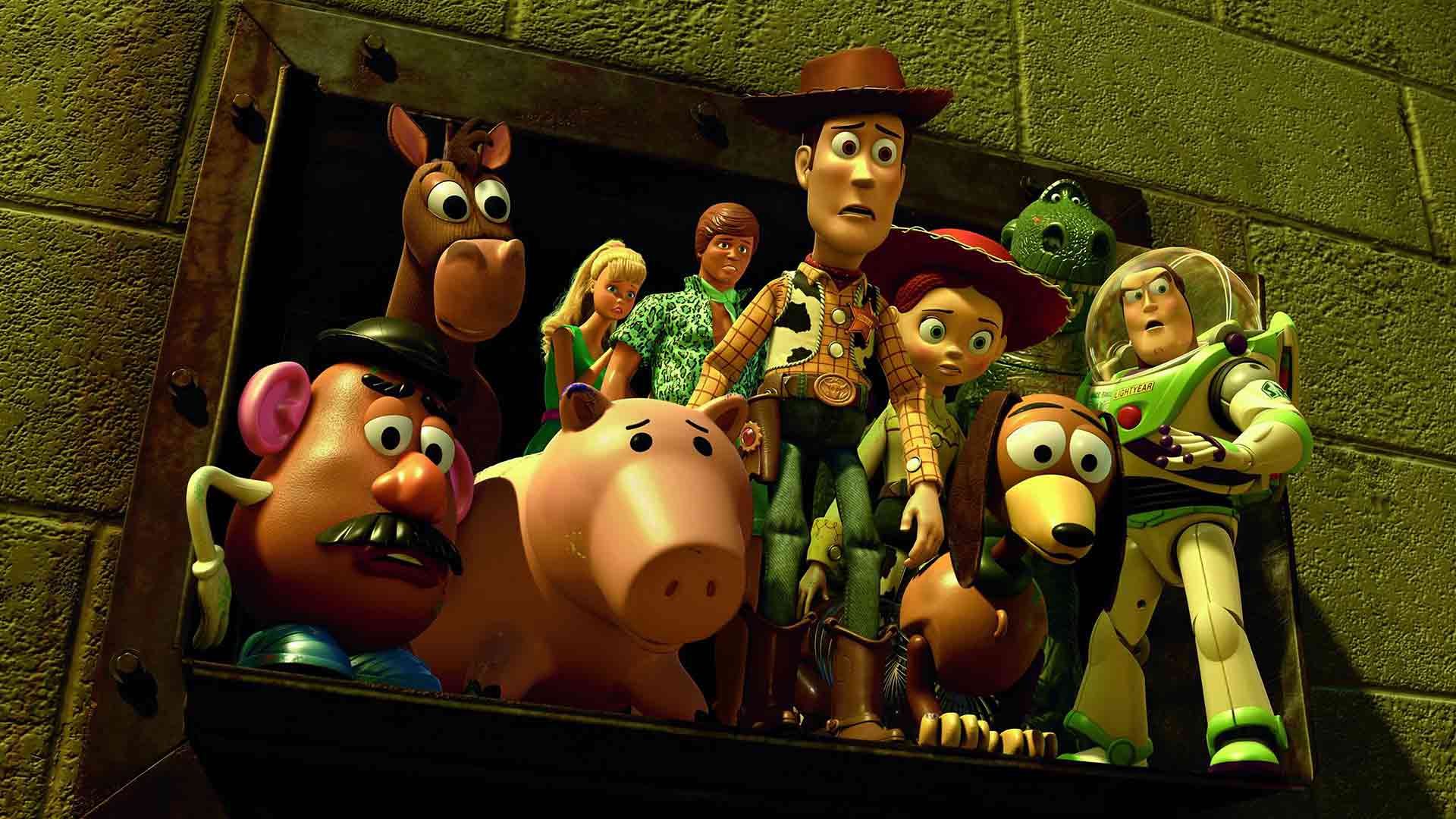Toys are looking at the animation of the toy story 3