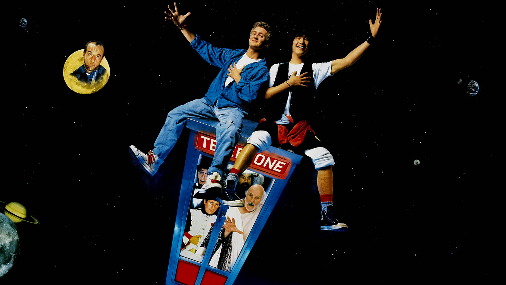 Bill & Ted's Excellent Adventure movie cover with Keanu Reeves and Alex Winter