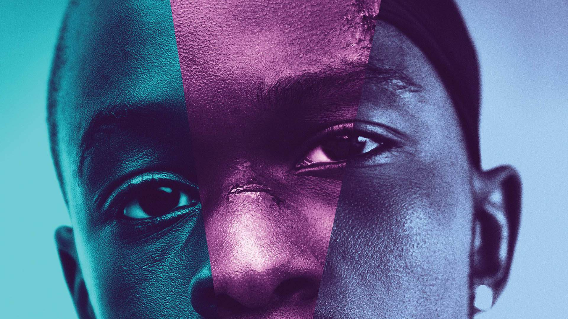 Moonlight movie cover combines three time periods of the main character's face