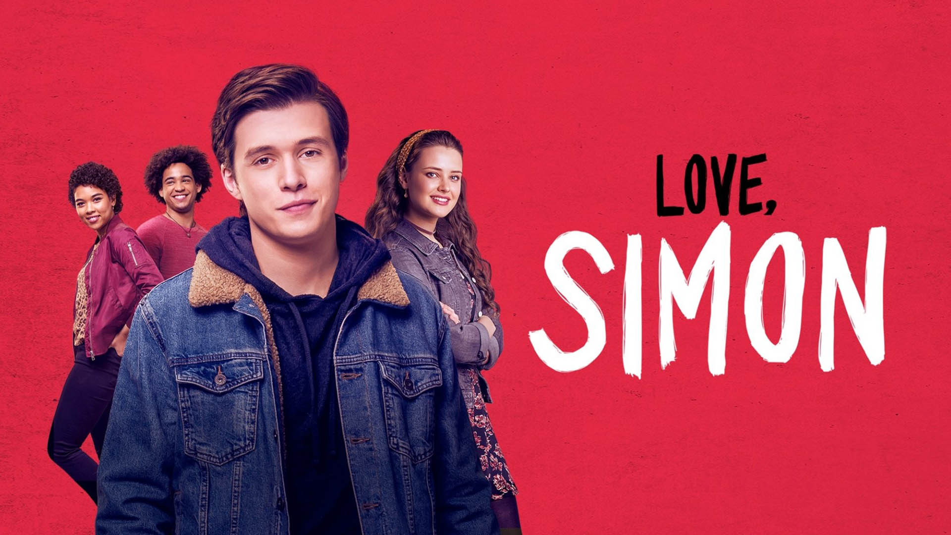 Nick Robinson and the other main actors of Love, Simon in the cover of this movie