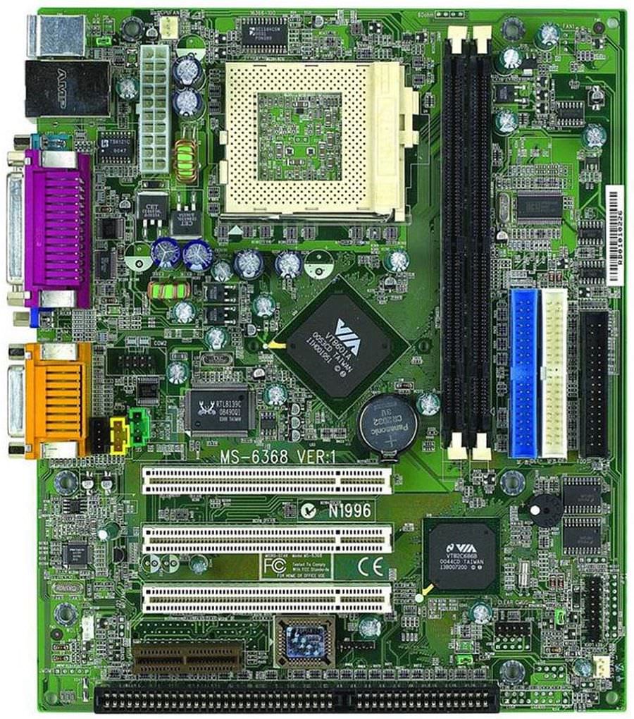 Old MSI motherboard for Pentium III processor, socket 370 and Via Apollo PLE133 chipset