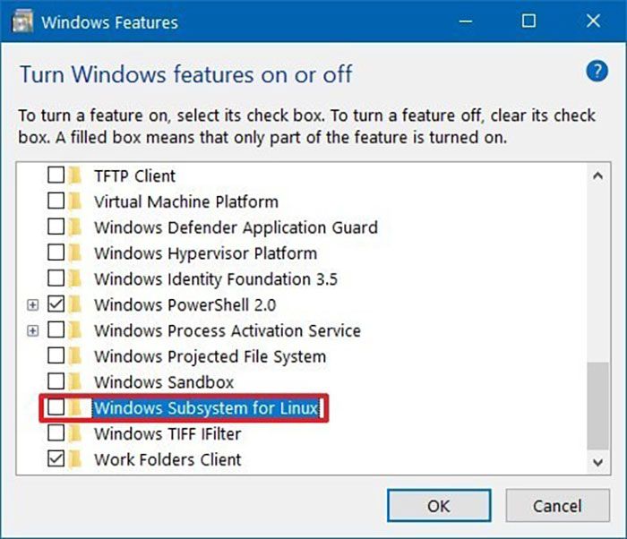 Remove windows subsystem