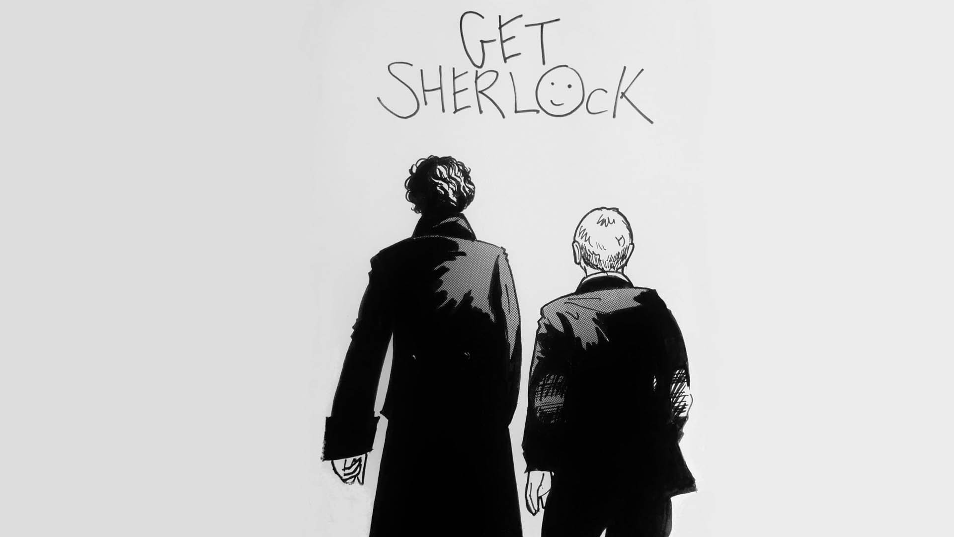 Sherlock fan art with a behind-the-scenes view of the main characters