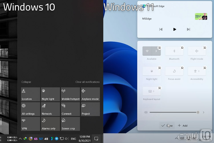 Windows 11 Control Center Difference