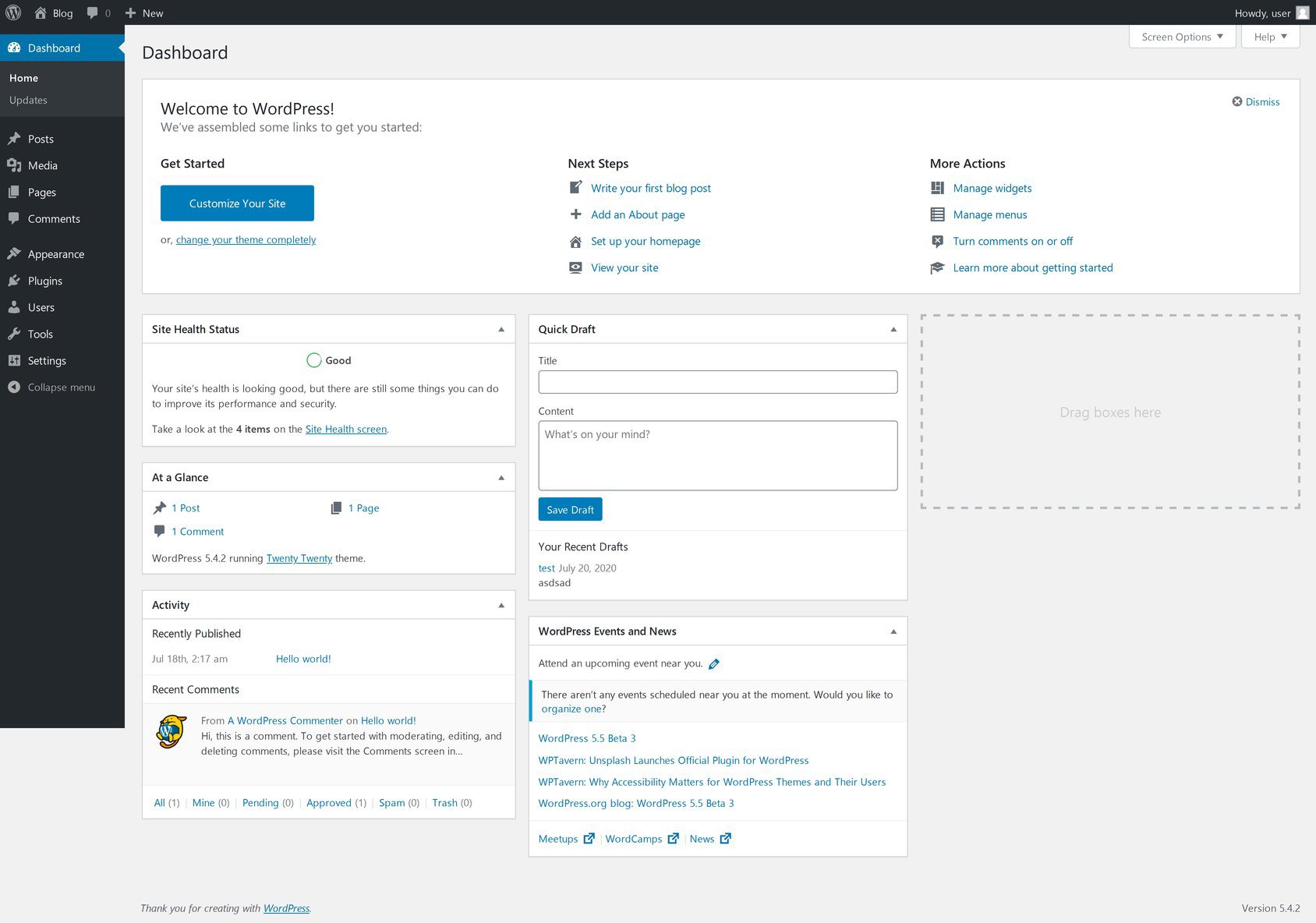 The WordPress Dashboard