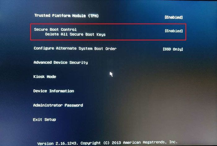 Secure boot activation