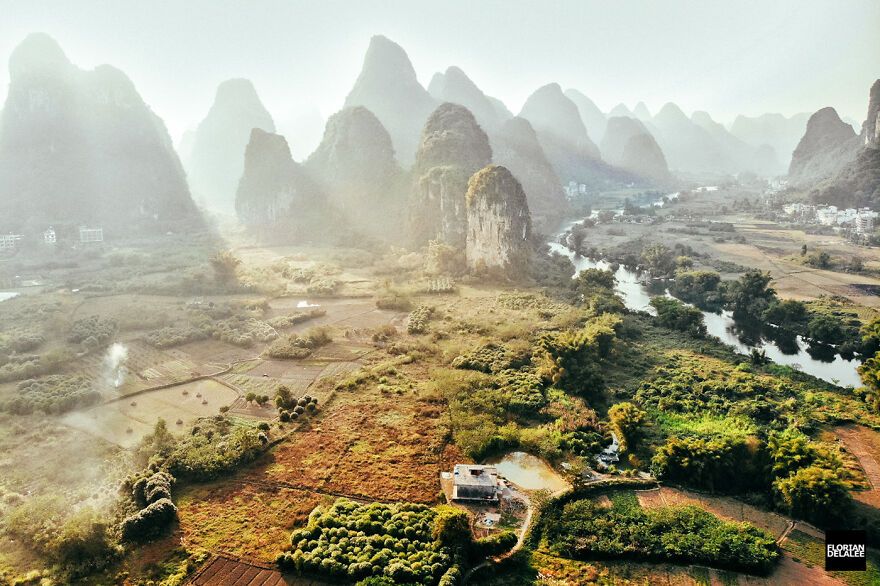 Above the beautiful scenery of China