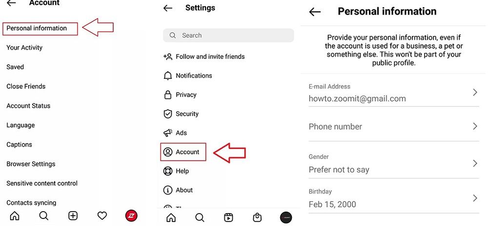 Edit personal Instagram account information