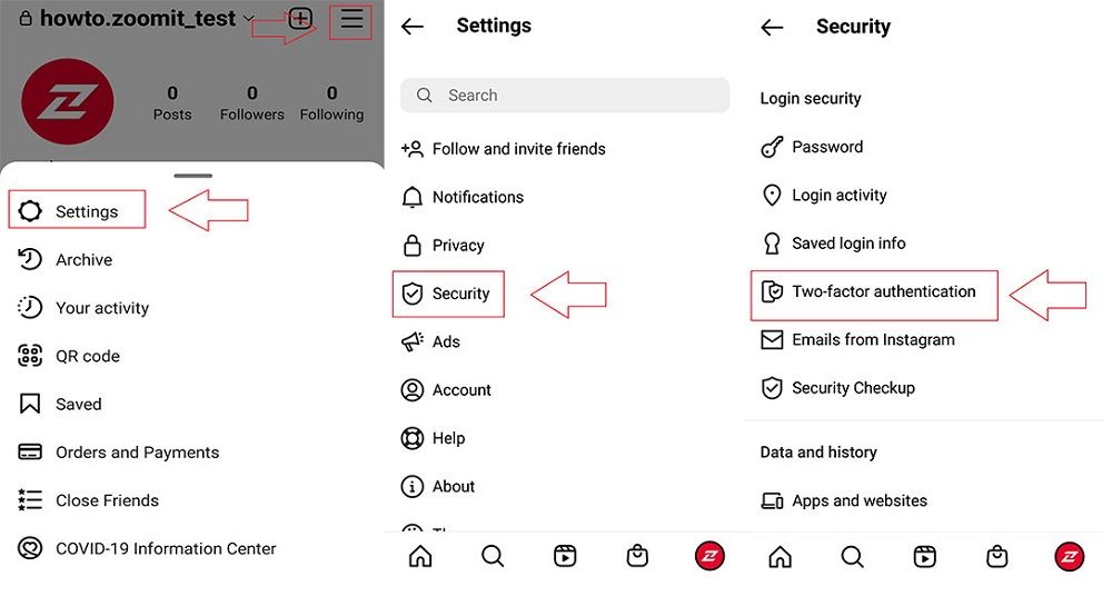 Enable two-step Instagram authentication