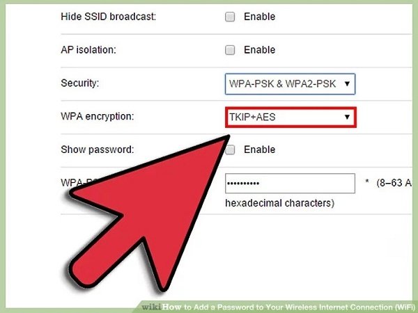Find wireless security settings