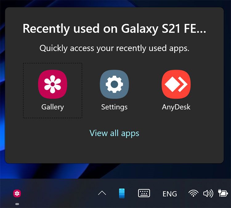 Ability to run Android applications in Windows in the One UI user interface