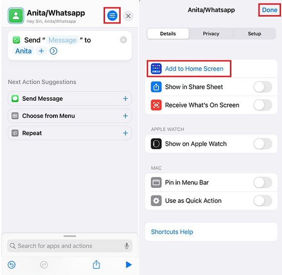 Create shortcuts for WhatsApp contacts on iPhone 6