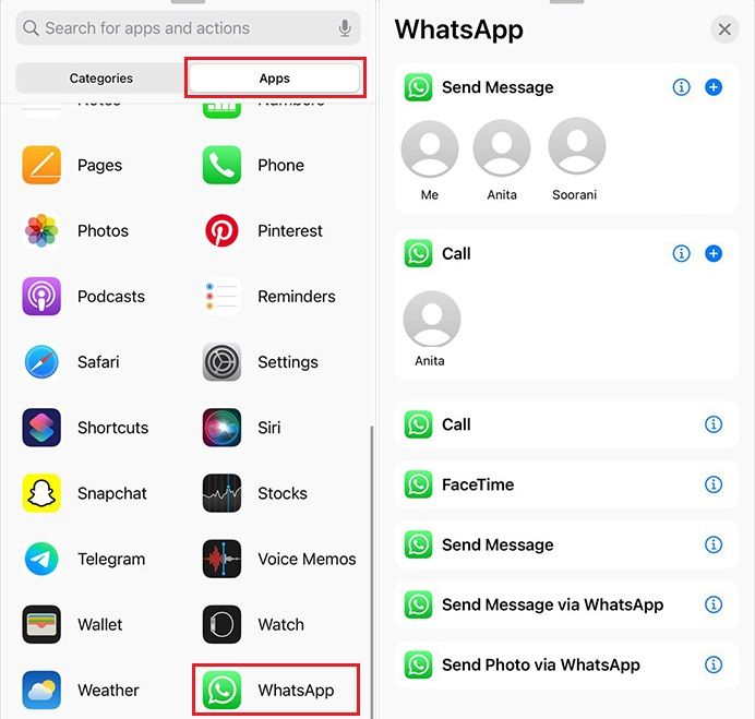 Create shortcuts from WhatsApp audience on iPhone 2