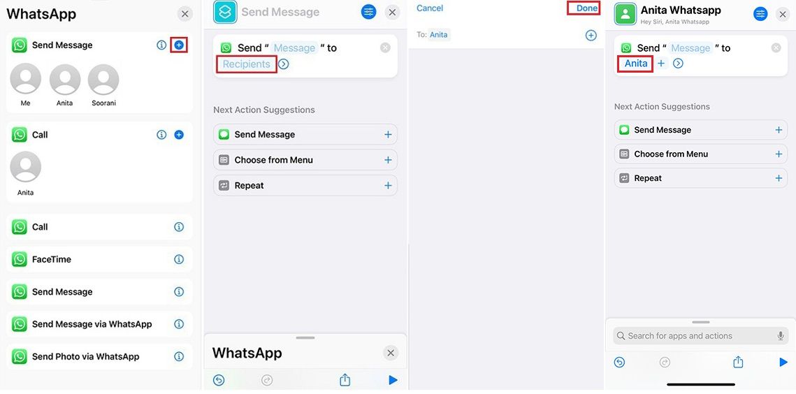 Create shortcuts from WhatsApp contacts on iPhone 4