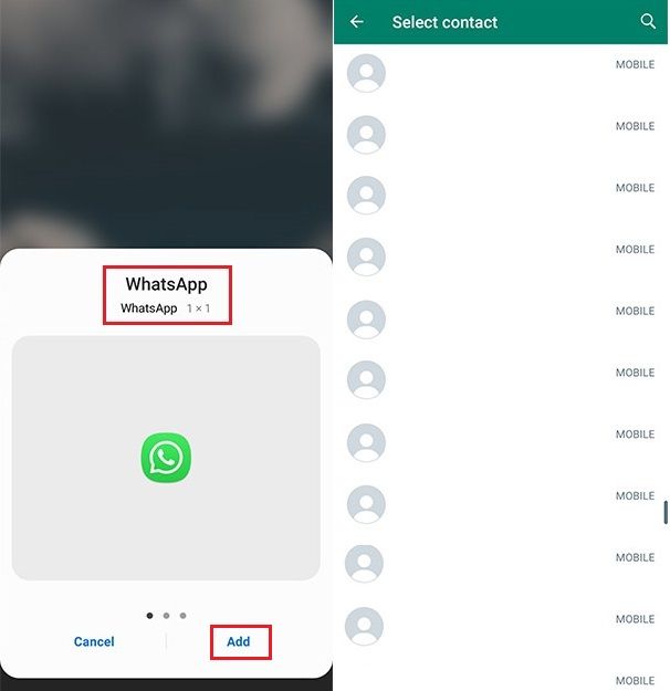 Create shortcuts from WhatsApp contacts via widget 2