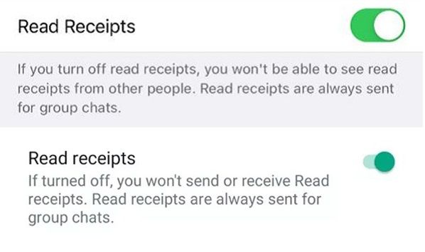 Privacy settings Read receipts in WhatsApp
