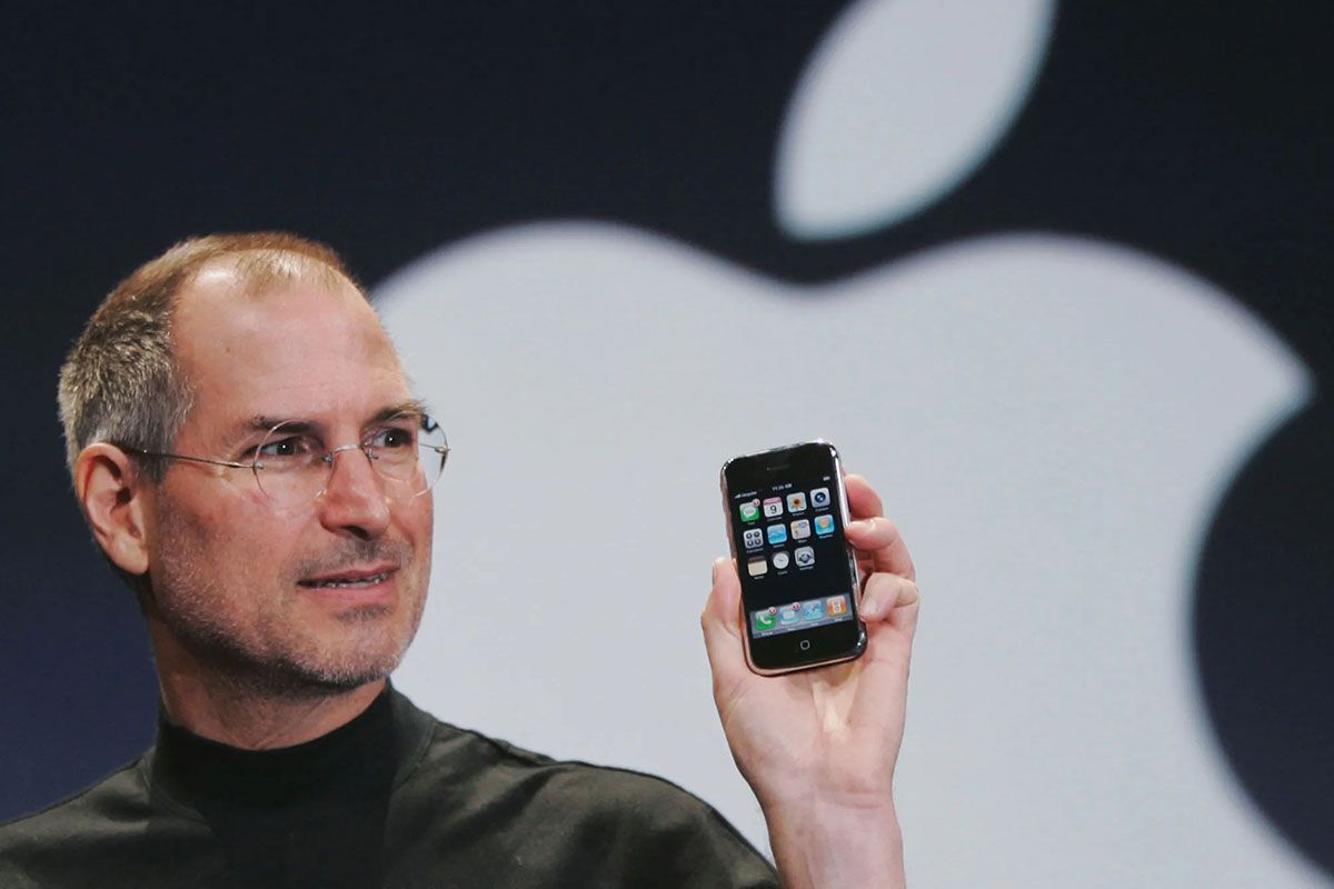 Unveiling of the first iPhone by Steve Jobs