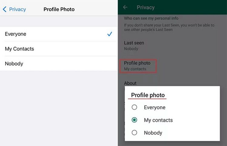 WhatsApp profile picture privacy settings