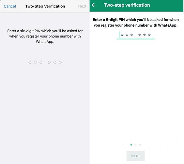 WhatsApp two-step verification
