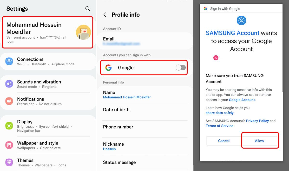 6 Connect Samsung account to Gmail