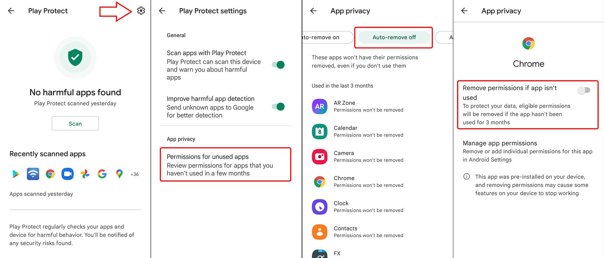 Automatically remove permissions from Google Play