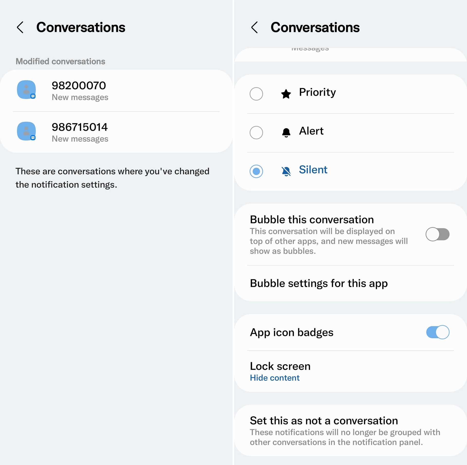 Conversation settings in One UI