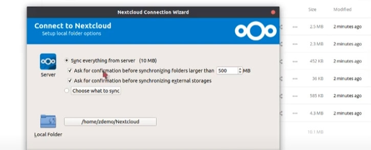 Custom Cloud You can specify which folder NextCloud syncs those files with, and once you're done, you're in business.