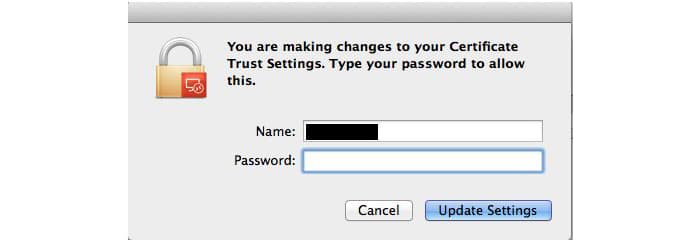 Enter the MAC username and password
