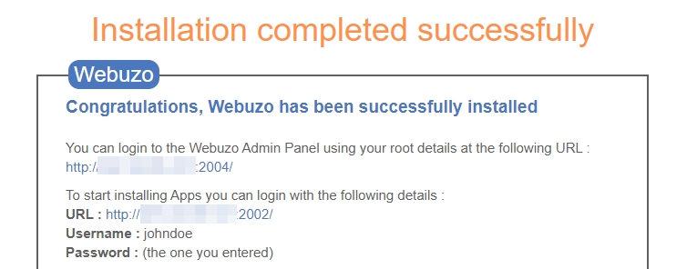 Information that Webuzo provides to you