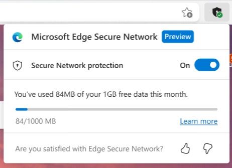 Microsoft Edge VPN capability