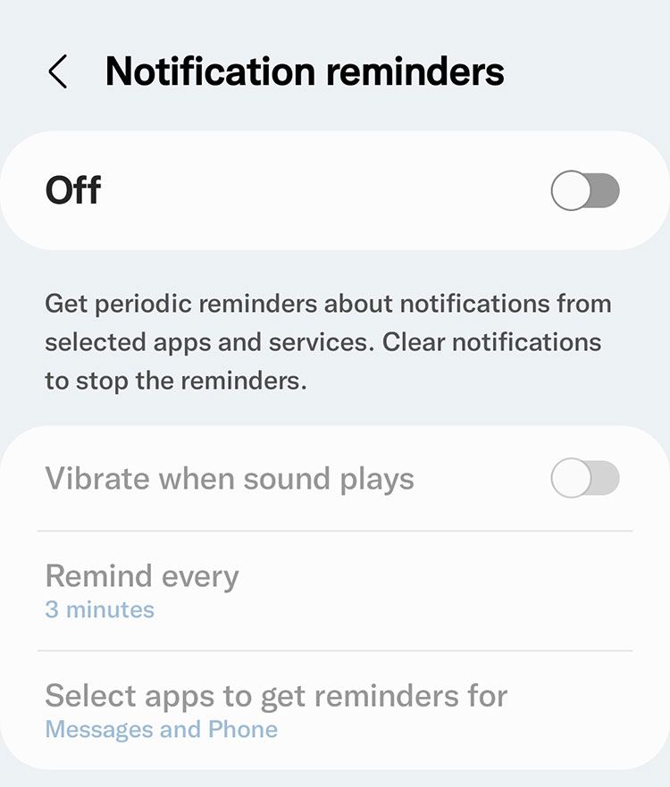 Reminder notifications in One UI
