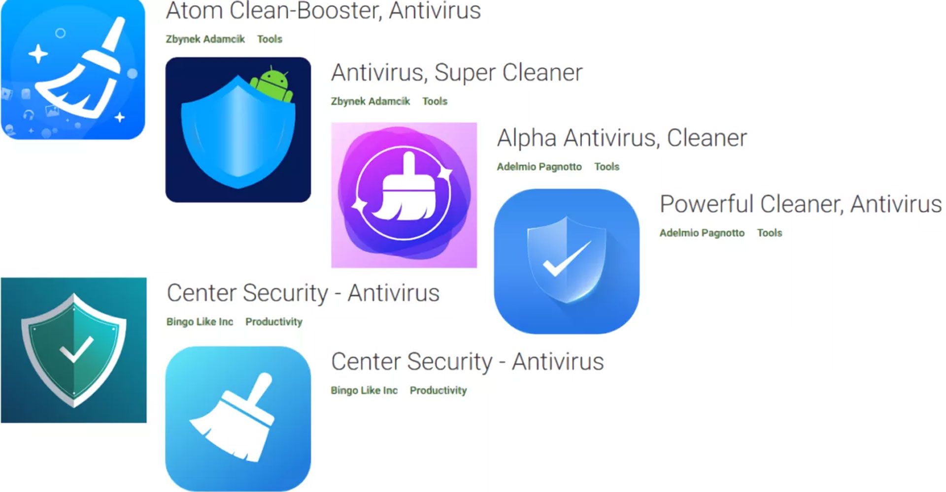 Six malicious antivirus on Android