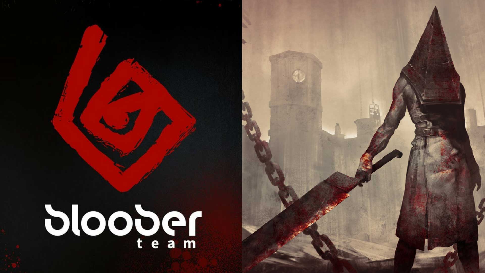 The logo of the Polish game development studio Blueberry Team next to the pyramid image of the Silent Hill game series
