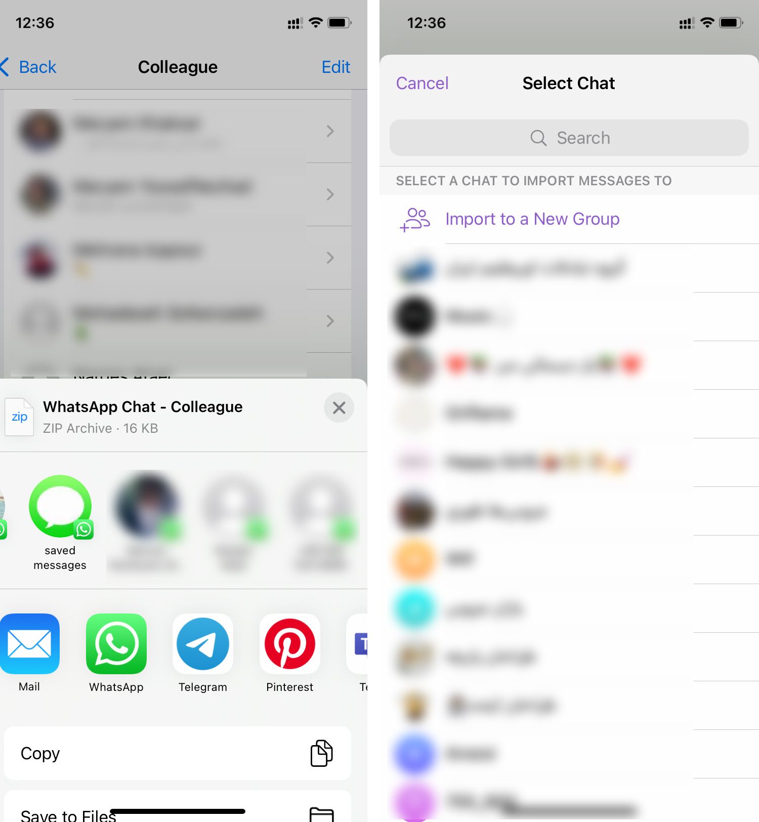 Transfer WhatsApp chat to Telegram on iPhone 4