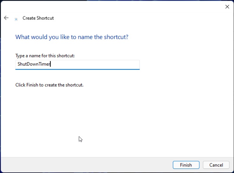 Automatic shutdown by creating desktop shortcuts