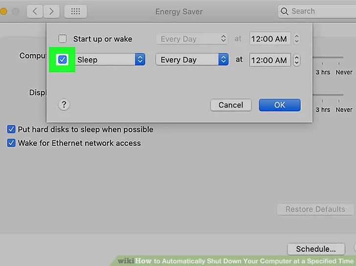 Automatically turn off PC on Mac