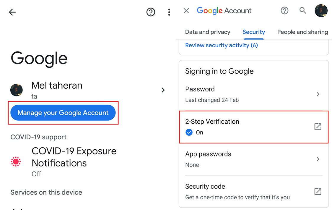 Change Google 2-step verification number