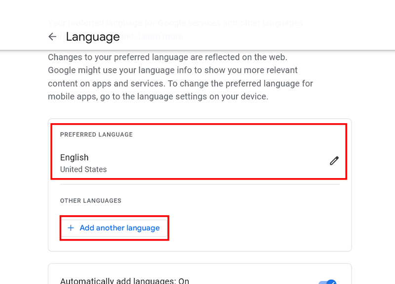 Change Google Account Language (Google Services)